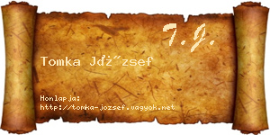 Tomka József névjegykártya